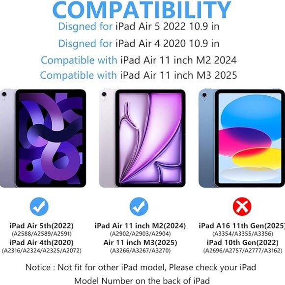 Wireless Keyboard Case for iPad Air 11” M3/M2 (2025/2024) / iPad Air 5/4 / iPad - Picture 2 of 3